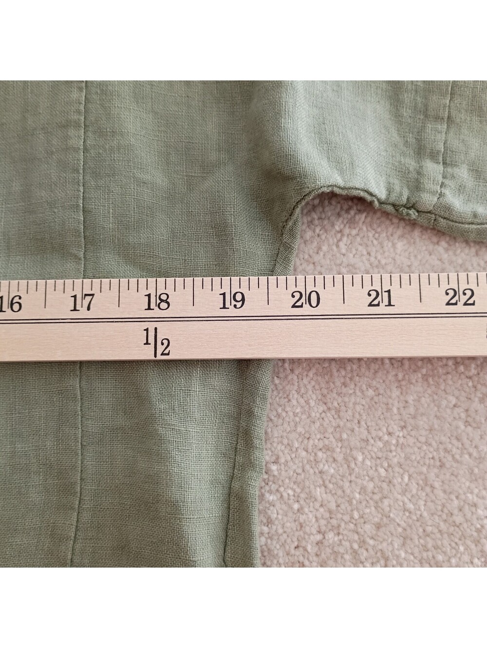 Francesca Bettini 100% Linen Top M Sage Green Short Sleeve Pocket Made in Italy - Picture 7 of 9